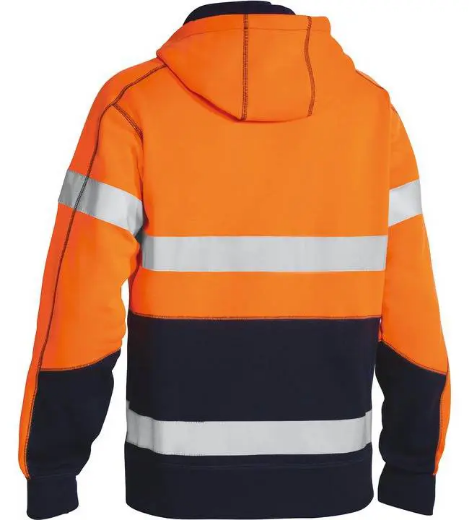 Picture of Bisley, Taped Hi Vis Zip Front Fleece - Orange Navy Size 5XL